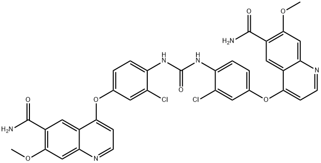 4,4'-[Carbonylbis[imino(3-chloro-4,1-phenylene)oxy]]bis[7-methoxy-6-quinolinecarboxamide] 구조식 이미지