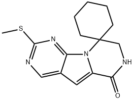 2'-(Methylthio)-7',8'-dihydro-6'H-spiro[cyclohexane-1,9'-pyrazino[1',2':1,5]pyrrolo[2,3-d]pyrimidin]-6'-one Structure