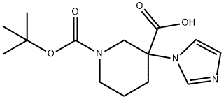 1-(tert-butoxycarbonyl)-3-(1H-imidazol-1-yl)piperidine-3-carboxylic acid* 구조식 이미지