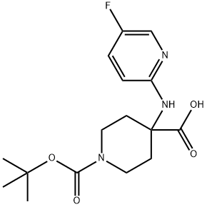 1-(tert-butoxycarbonyl)-4-((5-fluoropyridin-2-yl)amino)piperidine-4-carboxylic acid* Structure