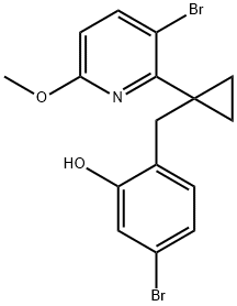 5-bromo-2-[[1-(3-bromo-6-methoxy-2-pyridinyl)cyclopropyl]methyl]-Phenol Structure