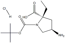 (2S,4R)-1-tert-Butyl 2-ethyl 4-aminopyrrolidine-1,2-dicarboxylate hydrochloride 구조식 이미지