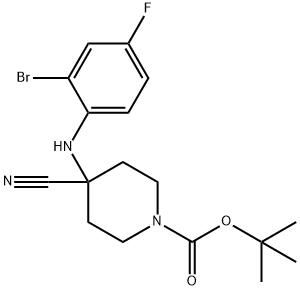 tert-butyl4-((2-bromo-4-fluorophenyl)amino)-4-cyanopiperidine-1-carboxylate* 구조식 이미지