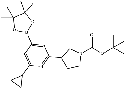 tert-butyl 3-(6-cyclopropyl-4-(4,4,5,5-tetramethyl-1,3,2-dioxaborolan-2-yl)pyridin-2-yl)pyrrolidine-1-carboxylate Structure