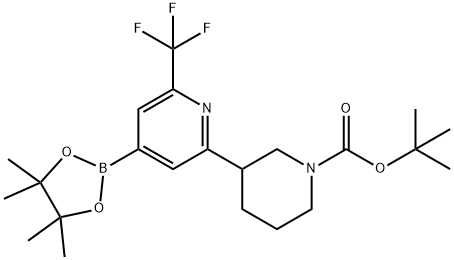 tert-butyl 3-(4-(4,4,5,5-tetramethyl-1,3,2-dioxaborolan-2-yl)-6-(trifluoromethyl)pyridin-2-yl)piperidine-1-carboxylate Structure