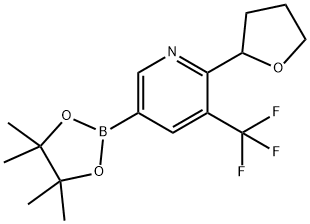 2-(tetrahydrofuran-2-yl)-5-(4,4,5,5-tetramethyl-1,3,2-dioxaborolan-2-yl)-3-(trifluoromethyl)pyridine Structure