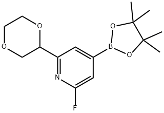 2-(1,4-dioxan-2-yl)-6-fluoro-4-(4,4,5,5-tetramethyl-1,3,2-dioxaborolan-2-yl)pyridine Structure