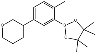 4,4,5,5-tetramethyl-2-(2-methyl-5-(tetrahydro-2H-pyran-3-yl)phenyl)-1,3,2-dioxaborolane 구조식 이미지