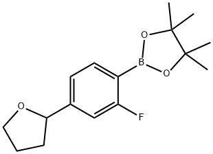 4-(2-tetrahydrofuranyl)-2-fluorophenylboronic acid pinacol ester Structure