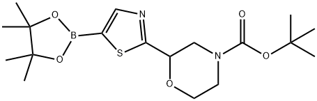 tert-butyl 2-(5-(4,4,5,5-tetramethyl-1,3,2-dioxaborolan-2-yl)thiazol-2-yl)morpholine-4-carboxylate 구조식 이미지