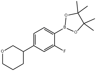2-(2-fluoro-4-(tetrahydro-2H-pyran-3-yl)phenyl)-4,4,5,5-tetramethyl-1,3,2-dioxaborolane 구조식 이미지