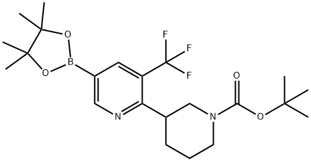 tert-butyl 3-(5-(4,4,5,5-tetramethyl-1,3,2-dioxaborolan-2-yl)-3-(trifluoromethyl)pyridin-2-yl)piperidine-1-carboxylate Structure