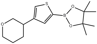 4,4,5,5-tetramethyl-2-(4-(tetrahydro-2H-pyran-3-yl)thiophen-2-yl)-1,3,2-dioxaborolane 구조식 이미지