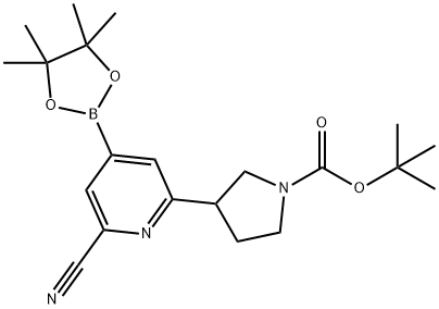 2-Cyano-6-(N-Boc-Pyrrolidin-3-yl)pyridine-4-boronic acid pinacol ester Structure