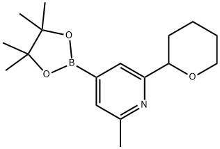 2-methyl-6-(tetrahydro-2H-pyran-2-yl)-4-(4,4,5,5-tetramethyl-1,3,2-dioxaborolan-2-yl)pyridine 구조식 이미지