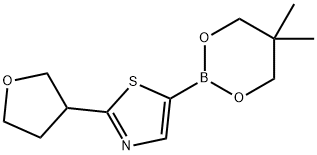 2-(Oxolan-3-yl)thiazole-5-boronic acid neopentylglycol ester Structure
