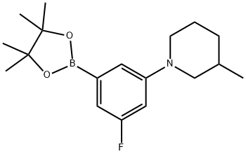1-(3-fluoro-5-(4,4,5,5-tetramethyl-1,3,2-dioxaborolan-2-yl)phenyl)-3-methylpiperidine 구조식 이미지