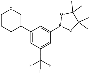 4,4,5,5-tetramethyl-2-(3-(tetrahydro-2H-pyran-3-yl)-5-(trifluoromethyl)phenyl)-1,3,2-dioxaborolane 구조식 이미지