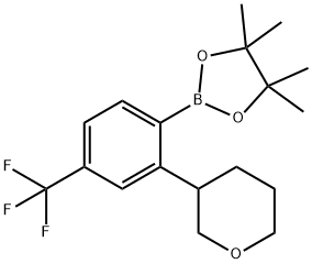 4,4,5,5-tetramethyl-2-(2-(tetrahydro-2H-pyran-3-yl)-4-(trifluoromethyl)phenyl)-1,3,2-dioxaborolane 구조식 이미지