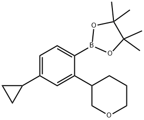 2-(4-cyclopropyl-2-(tetrahydro-2H-pyran-3-yl)phenyl)-4,4,5,5-tetramethyl-1,3,2-dioxaborolane Structure