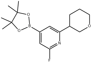 2-fluoro-6-(tetrahydro-2H-pyran-3-yl)-4-(4,4,5,5-tetramethyl-1,3,2-dioxaborolan-2-yl)pyridine Structure