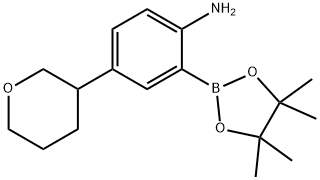 4-(tetrahydro-2H-pyran-3-yl)-2-(4,4,5,5-tetramethyl-1,3,2-dioxaborolan-2-yl)aniline Structure