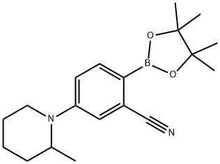 2-Cyano-4-(2-methylpiperidin-1-yl)phenylboronic acid pinacol ester Structure