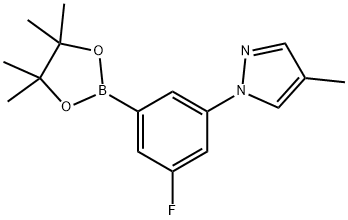 1-(3-fluoro-5-(4,4,5,5-tetramethyl-1,3,2-dioxaborolan-2-yl)phenyl)-4-methyl-1H-pyrazole 구조식 이미지