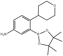 4-(tetrahydro-2H-pyran-4-yl)-3-(4,4,5,5-tetramethyl-1,3,2-dioxaborolan-2-yl)aniline Structure