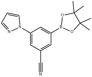 3-(1H-pyrazol-1-yl)-5-(4,4,5,5-tetramethyl-1,3,2-dioxaborolan-2-yl)benzonitrile Structure