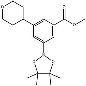 methyl 3-(tetrahydro-2H-pyran-4-yl)-5-(4,4,5,5-tetramethyl-1,3,2-dioxaborolan-2-yl)benzoate 구조식 이미지