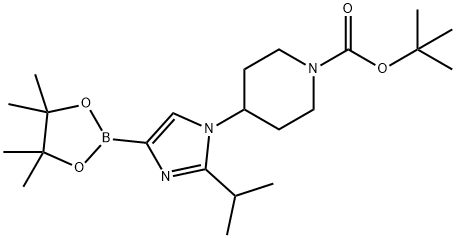 tert-butyl 4-(2-isopropyl-4-(4,4,5,5-tetramethyl-1,3,2-dioxaborolan-2-yl)-1H-imidazol-1-yl)piperidine-1-carboxylate Structure