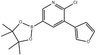 6-Chloro-5-(3-furyl)pyridine-3-boronic acid pinacol ester 구조식 이미지