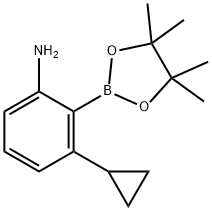 3-cyclopropyl-2-(4,4,5,5-tetramethyl-1,3,2-dioxaborolan-2-yl)aniline Structure