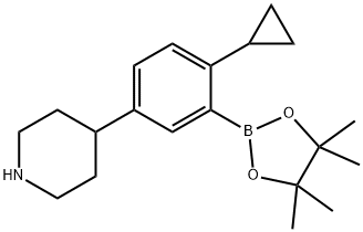 4-(4-cyclopropyl-3-(4,4,5,5-tetramethyl-1,3,2-dioxaborolan-2-yl)phenyl)piperidine 구조식 이미지