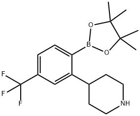 4-(2-(4,4,5,5-tetramethyl-1,3,2-dioxaborolan-2-yl)-5-(trifluoromethyl)phenyl)piperidine Structure