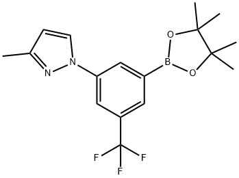 3-methyl-1-(3-(4,4,5,5-tetramethyl-1,3,2-dioxaborolan-2-yl)-5-(trifluoromethyl)phenyl)-1H-pyrazole 구조식 이미지