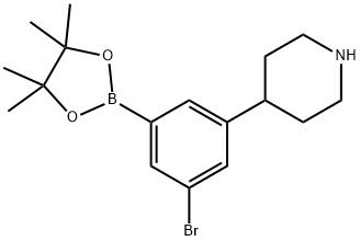 4-(3-bromo-5-(4,4,5,5-tetramethyl-1,3,2-dioxaborolan-2-yl)phenyl)piperidine Structure