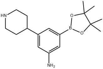 3-(piperidin-4-yl)-5-(4,4,5,5-tetramethyl-1,3,2-dioxaborolan-2-yl)aniline Structure