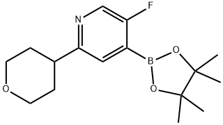 5-fluoro-2-(tetrahydro-2H-pyran-4-yl)-4-(4,4,5,5-tetramethyl-1,3,2-dioxaborolan-2-yl)pyridine 구조식 이미지