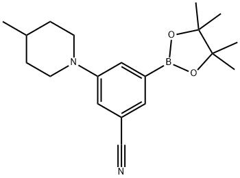 3-(4-methylpiperidin-1-yl)-5-(4,4,5,5-tetramethyl-1,3,2-dioxaborolan-2-yl)benzonitrile 구조식 이미지