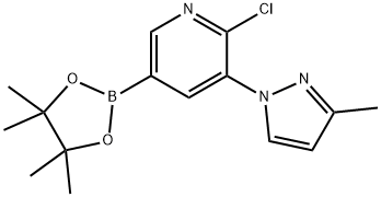 6-Chloro-5-(3-methyl-1H-pyrazol-1-yl)pyridine-3-boronic acid pinacol ester 구조식 이미지