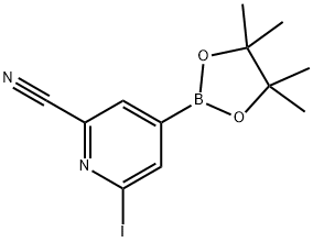 2-Iodo-6-cyanopyridine-4-boronic acid pinacol ester Structure