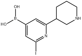 2-Iodo-6-(piperidin-3-yl)pyridine-4-boronic acid 구조식 이미지