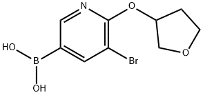 5-Bromo-6-(tetrahydrofuran-3-yloxy)pyridine-3-boronic acid Structure