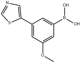 3-Methoxy-5-(thiazol-5-yl)phenylboronic acid 구조식 이미지