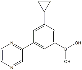 3-(Pyrazin-2-yl)-5-cyclopropylphenylboronic acid Structure