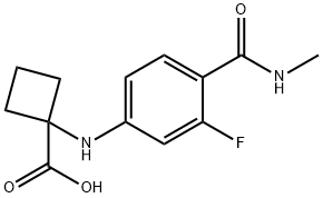 1-((3-fluoro-4-(methylcarbamoyl)phenyl)amino)cyclobutanecarboxylic acid 구조식 이미지