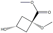 methyl trans-3-hydroxy-1-methoxycyclobutane-1-carboxylate Structure