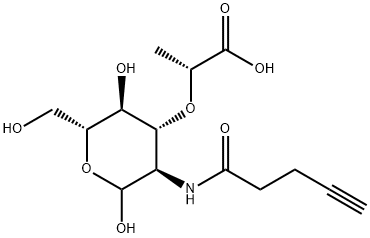 (2R)-2-(((3R,4R,5S,6R)-2,5-dihydroxy-6-(hydroxymethyl)-3-(pent-4-ynamido)tetrahydro-2H-pyran-4-yl)oxy)propanoic acid Structure